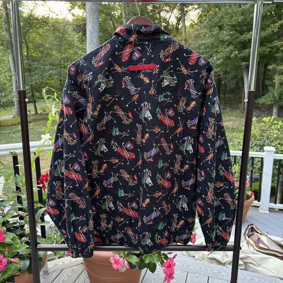 Vintage 90s Golf Jacket Full Zip Windbreaker Mens Med Preppy Casual Line Up AOP - Picture 4 of 9